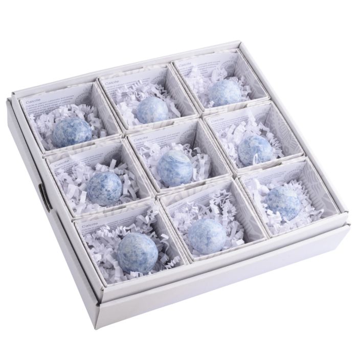 Blue Calcite Bon Bon in Gift Box, Madagascar (9pcs) NETT