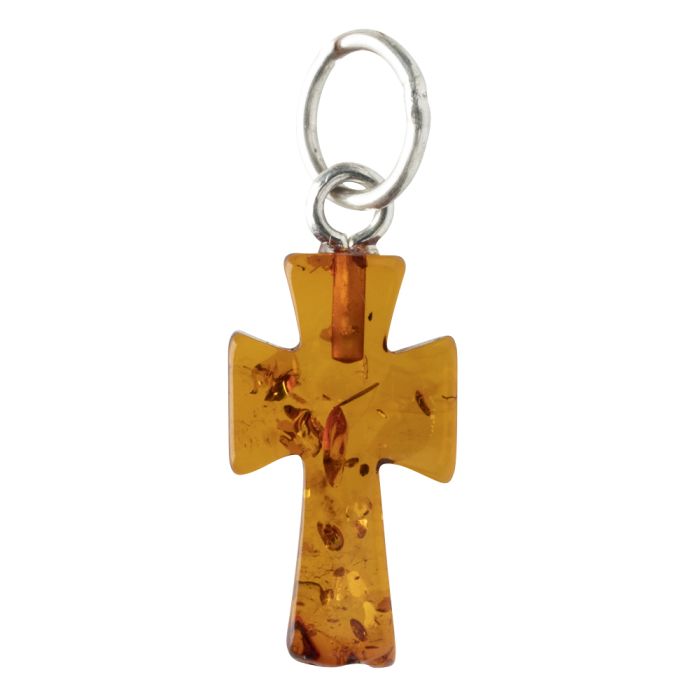 Honey Amber Cross Pendant 15-20mm (1pc) NETT