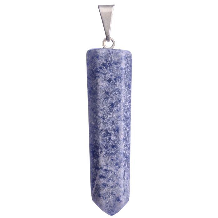 Blue Quartz Polished Point Pendant Silver Plated Bail, Brazil (1pc) NETT