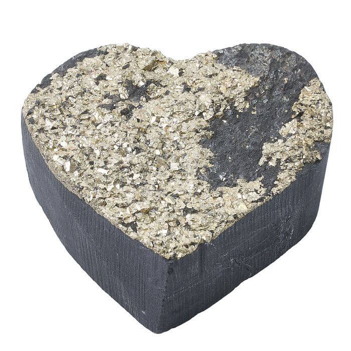 Pyrite on Basalt Heart 100-150g, in Gift Box, Brazil (1pc) 