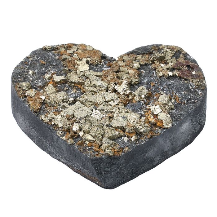 Pyrite on Basalt Heart 150-200g, in Gift Box, Brazil (1pc)