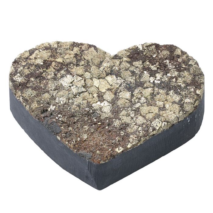 Pyrite on Basalt Heart 200-250g, in Gift Box, Brazil (1pc)