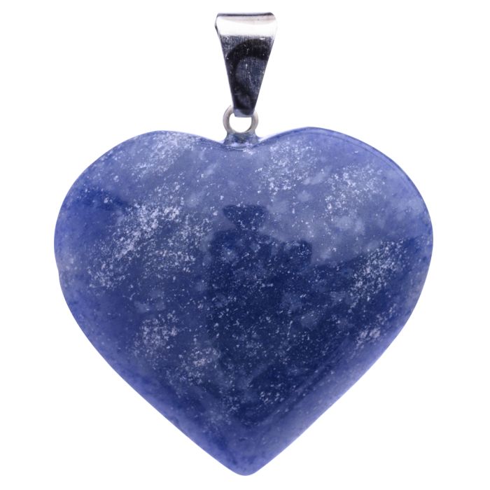 Blue Quartz Heart Pendant Silver Plated Bail, Brazil (1pc) NETT