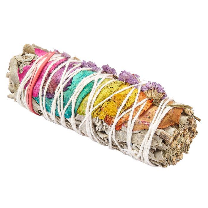 White Sage with Rose Petals Smudge Stick 4" (1pc) NFD