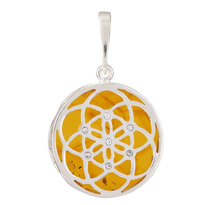 Amber Seed of Life Pendant, Sterling Silver (1pc) NFD