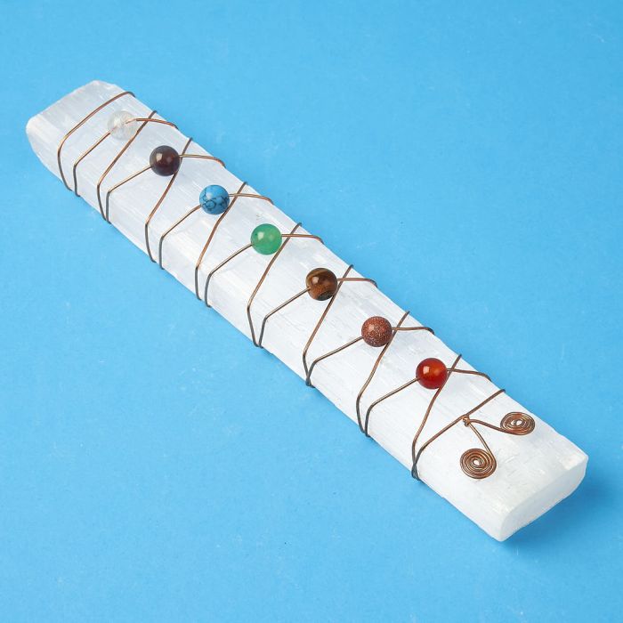 Chakra Gem Beads on Selenite Base (1pc) NFD