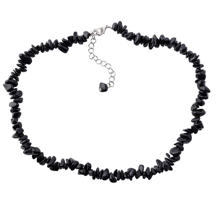 18" Black Obsidian Chip Necklace & Ext Chain (1pc) NETT