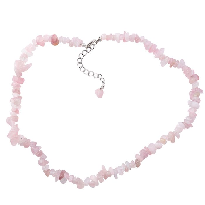 18" Rose Quartz Chip Necklace & Ext Chain, Madagascar (1pc) NETT