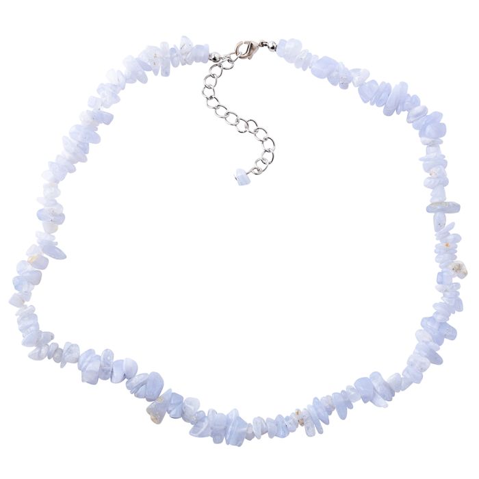 18" Blue Lace Agate Chip Necklace & Ext Chain (1pc) NETT