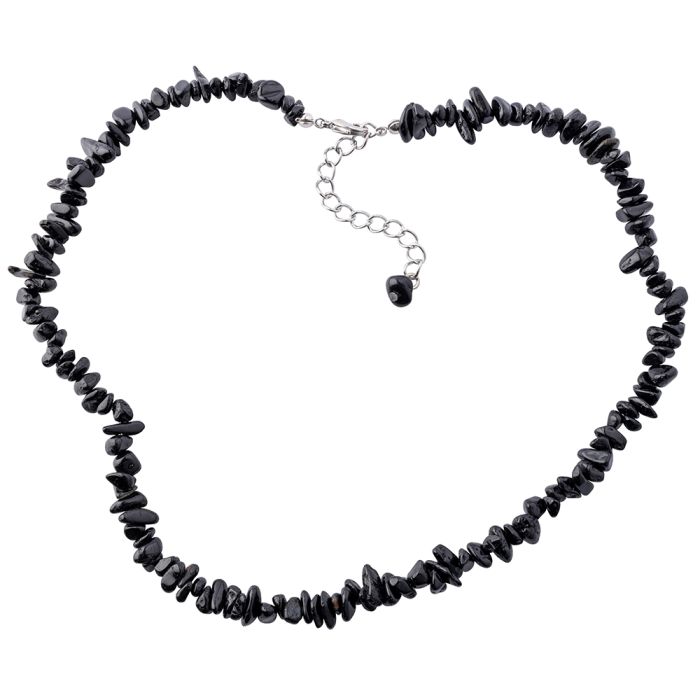 18" Black Tourmaline Round Chip Necklace & Ext Chain (1pc) NETT