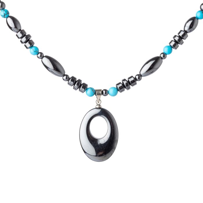 Hematite Necklace with Shaped Pendant Agogo 6 Pieces from