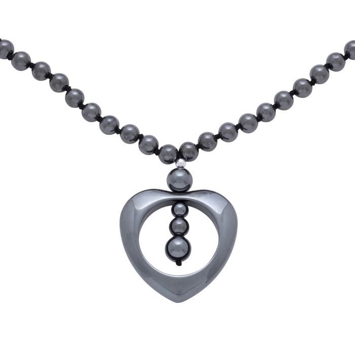 Hematite Necklace with Shaped Pendant Heart 20 3 Pieces from
