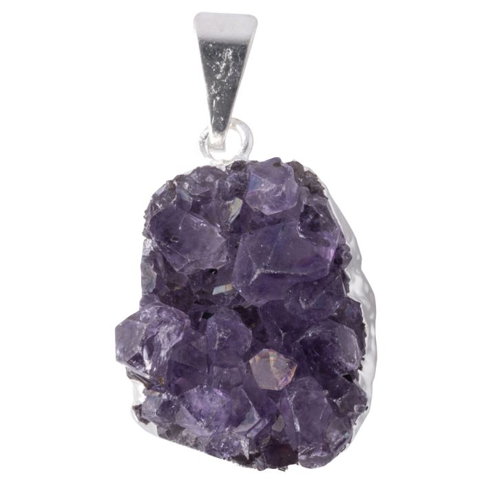 Amethyst Cluster Pendant Silver Plated (1pc) NETT