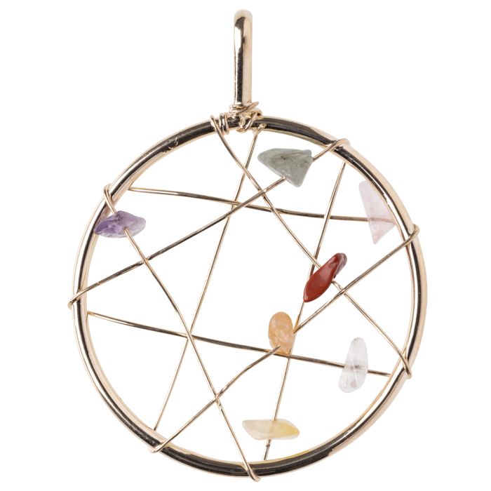 Chakra Dream Catcher Pendant, Gold Plated (1pc) NETT