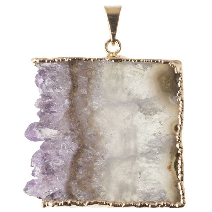 Amethyst Slab Pendant (points sideways), Gold Plated (1pc) NETT