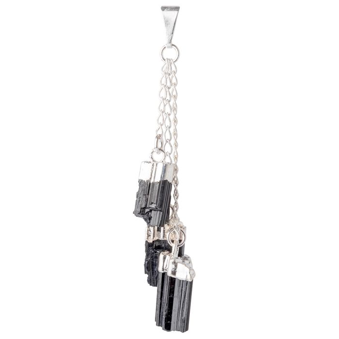 3 Tourmaline Dangle Charms Pendant, Silver Plated (1pc) NETT