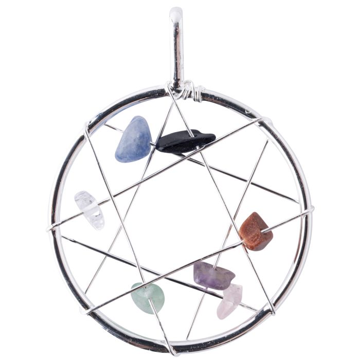 Chakra Dream Catcher Pendant, Silver Plated (1pc) NETT