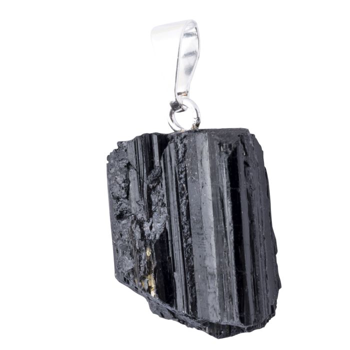 Rough Tourmaline Pendant Silver Plated Bail (1pc) NETT