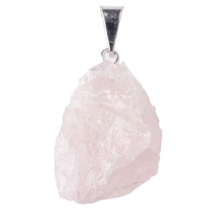 Rough Rose Quartz Pendant Silver Plated Bail (1pc) NETT