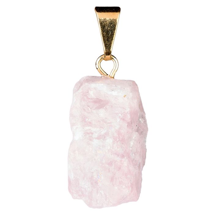 Pendant Rough Rose Quartz Gold Plated Pin & Bail (1pc) NETT