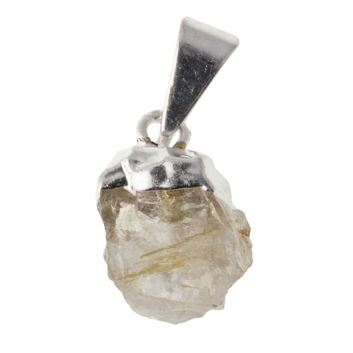 Pendant Rough Rutilated Quartz, Silver Electroplated & Bail  (1pc) NETT