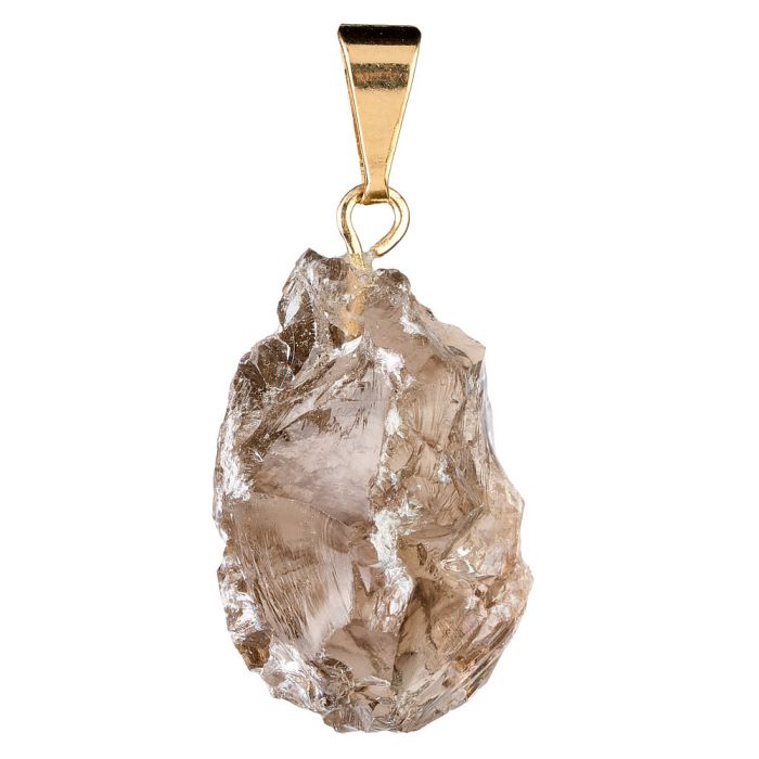 Smoky Quartz Rough Pendant, Gold Plated Bail (1pc) NETT