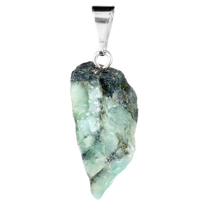 Pendant Rough Emerald Silver Plated Bail (1pc) NETT