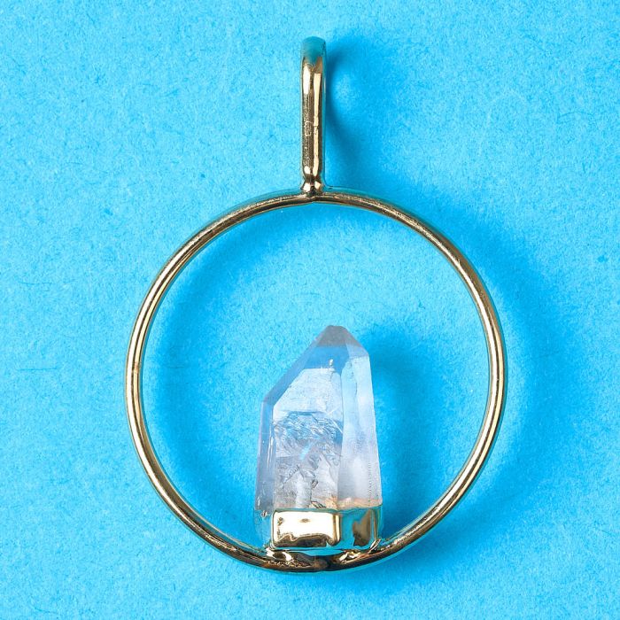 Ring Pendant With Fixed Quartz Point Gold Plated (1 Piece) NETT