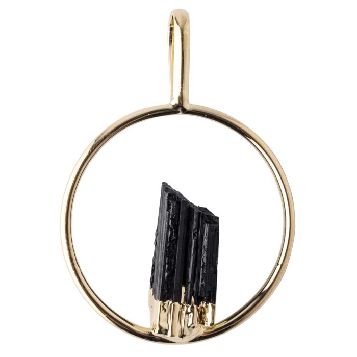 Pendant Ring with Fixed Black Tourmaline Point Gold Plated (1 Piece) NETT