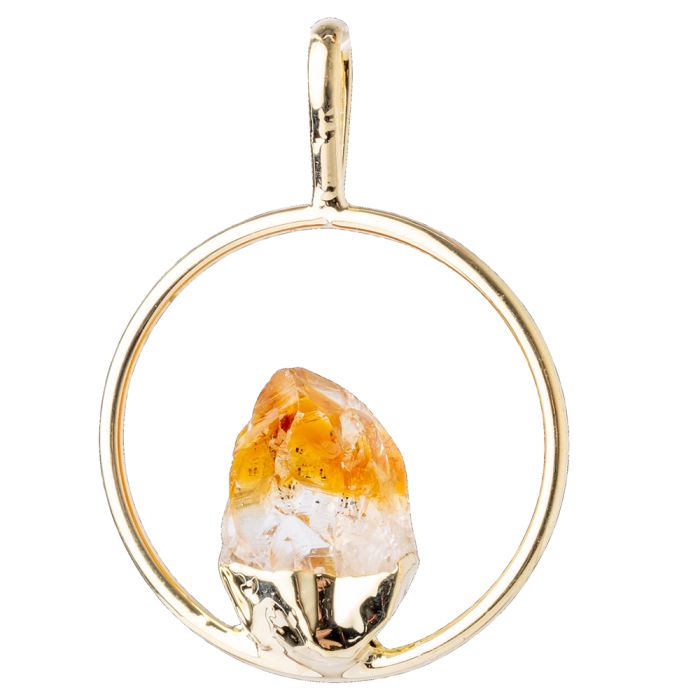 Pendant Ring With Fixed Citrine Heat Treated Point Gold Plated (1 Piece) NETT