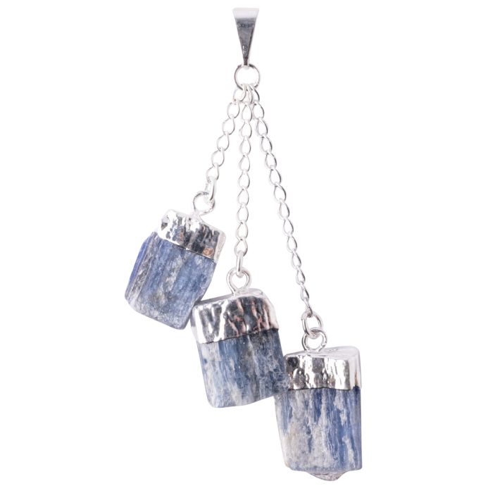 3 Blue Kyanite Dangle Charms Pendant, Silver Plated (1pc) NETT