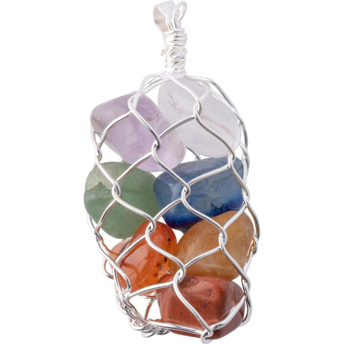 Chakra Wire Bag Pendant, Silver Plated (1pc) 