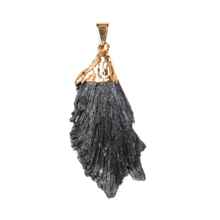 Black Kyanite Pendant, Gold Plated (1pc) NETT