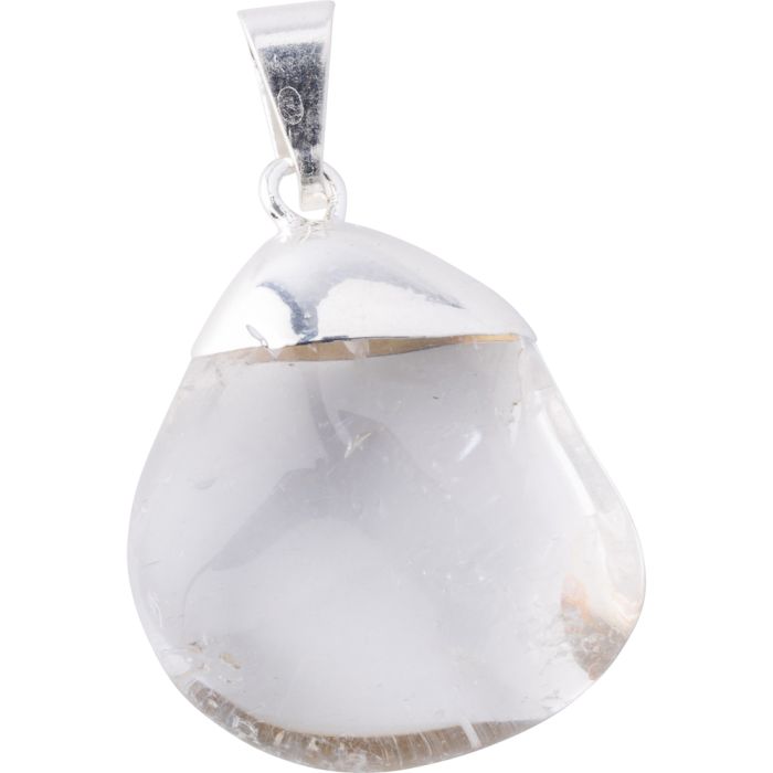 Rock Crystal Tumblestone Pendant, Silver Plated (1pc) NETT