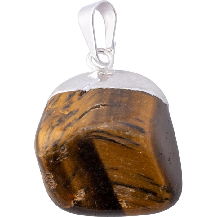 Tiger Eye Tumblestone Pendant, Silver Plated (1pc) NETT