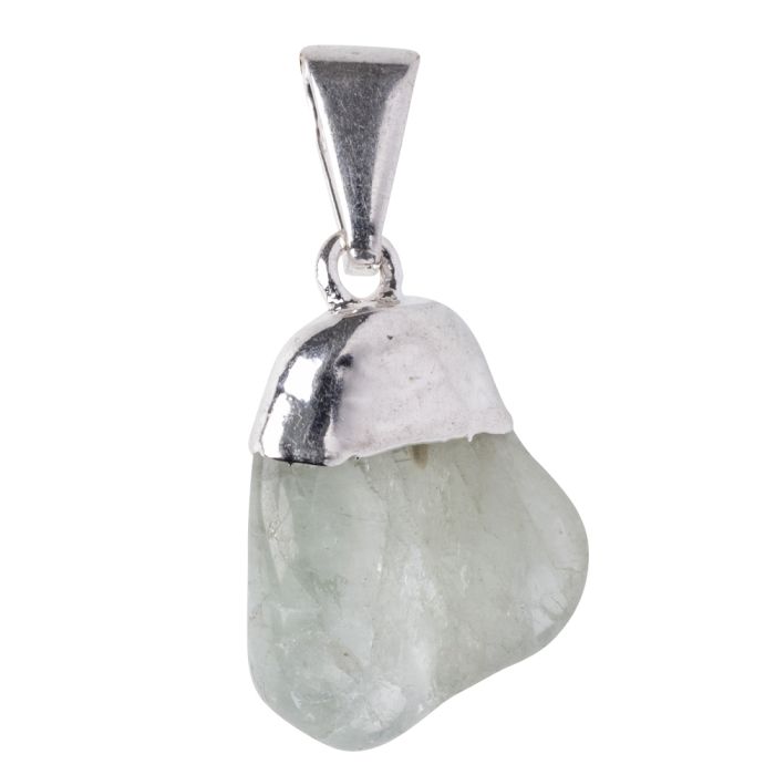 Aquamarine Tumblestone Pendant, Silver Plated (1pc) NETT