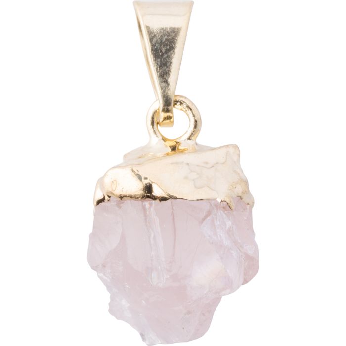 Rough Rose Quartz Pendant approx. 10mm, Gold Electroplated (1pc) NETT