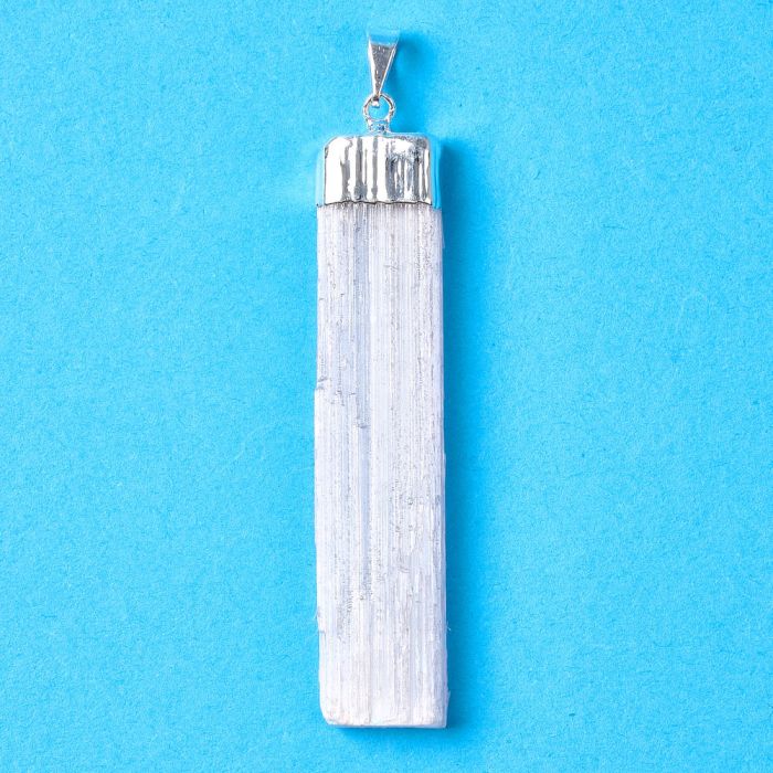 Selenite Pendant 50mm, Silver Plated (1pc) NETT