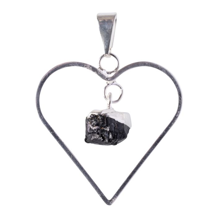 Heart Pendant with Tourmaline Dangle Charm, Silver Plated (1pc) NETT