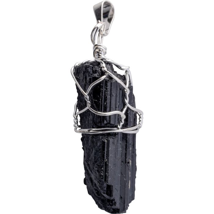 Pendant Tourmaline Point with Wire Basket Silver Plated (1pc) NETT