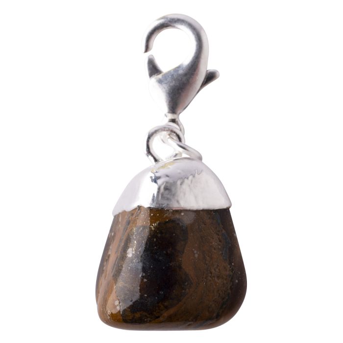 Mini Gold Tiger Eye Tumblestone Charm, Silver Plated (1pc) NETT