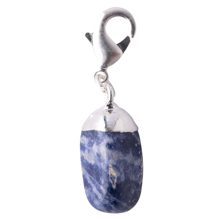 Mini Sodalite Tumblestone Charm, Silver Plated (1pc) NETT