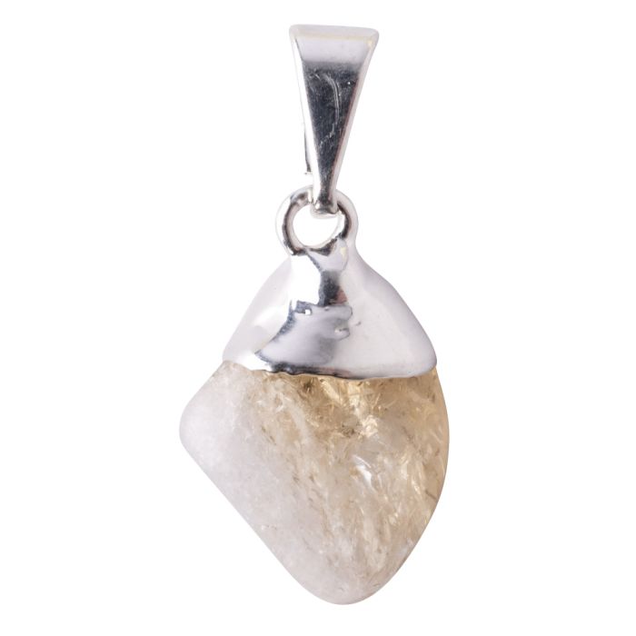 Mini Citrine (Heat Treated) Tumblestone Charm, Silver Plated (1pc) NETT