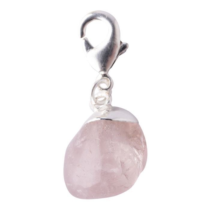 Mini Rose Quartz Tumblestone Charm, Silver Plated (1pc) NETT