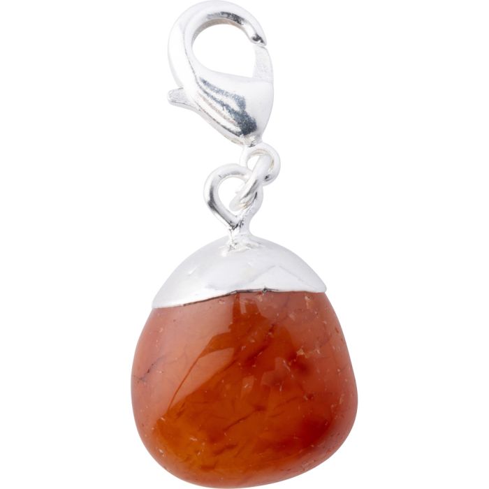 Mini Carnelian Tumblestone Charm, Silver Plated (1pc) NETT