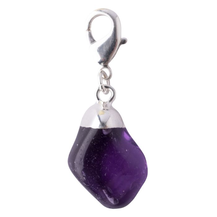 Mini Amethyst Tumblestone Charm, Silver Plated (1pc) NETT