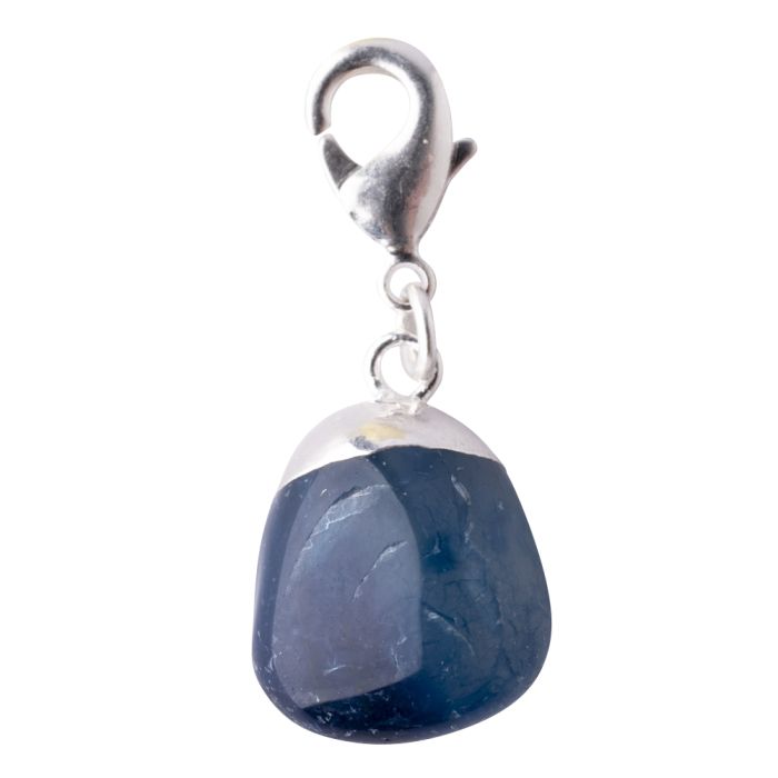 Mini Blue Agate Tumblestone Charm, Silver Plated (1pc) NETT
