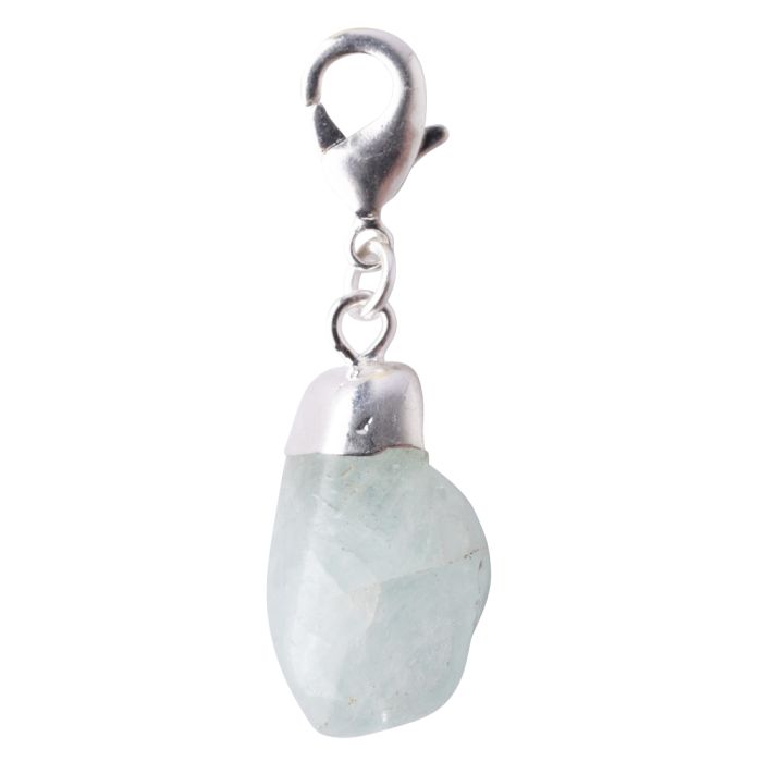 Mini Aquamarine Tumblestone Charm, Silver Plated (1pc) NETT