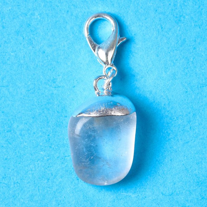 Mini Quartz Tumblestone Charm, Silver Plated (1pc) NETT