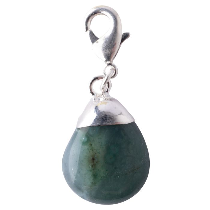 Mini Green Agate Tumblestone Charm, Silver Plated (1pc) NETT